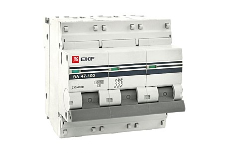 Автоматический выключатель EKF PROxima ВА47-100 3P 32А 10кА характеристика D