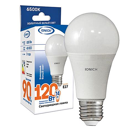 Лампа светодиодная LED-A60 14Вт E27 6500K  IONICH