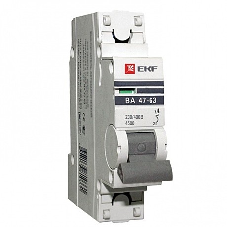 Автоматический выключатель EKF PROxima ВА47-63 1P 63А характеристика С							