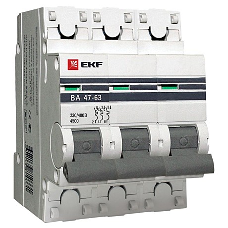Автоматический выключатель EKF PROxima ВА47-63 3P 50А характеристика С							