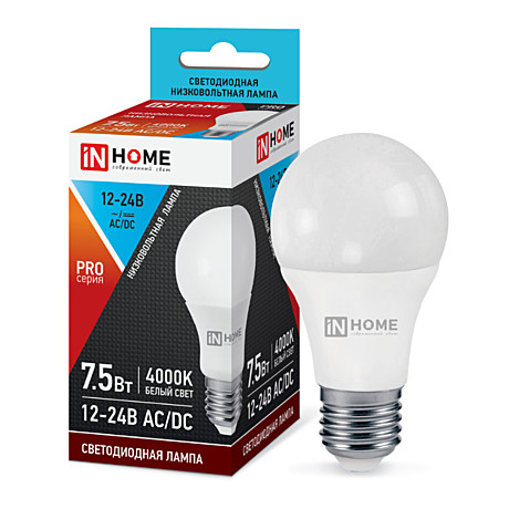 Лампа светодиодная низковольтная LED-MO-PRO 7,5Вт 12-24В Е27 4000К 600Лм IN Home