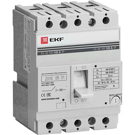 Автоматический выключатель EKF PROxima ВА99-160 3P 160А 35кА