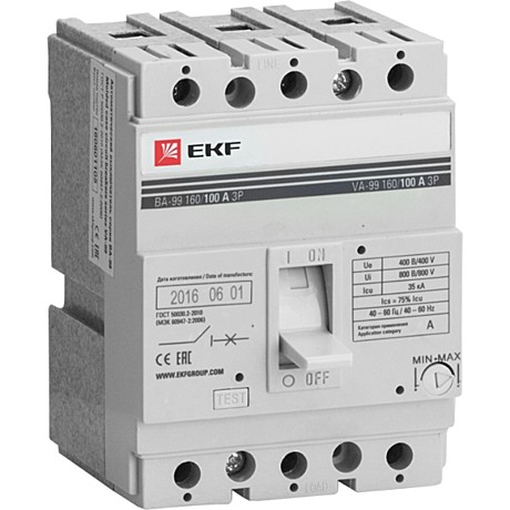 Автоматический выключатель EKF PROxima ВА99-160 3P 80А 35кА