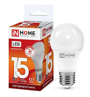 Лампа светодиодная LED-A60-VC 15Вт 230В Е27 6500К 1430Лм IN HOME