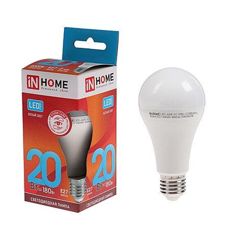 Лампа светодиодная LED-A60-VC 20Вт 230В Е27 4000К 1900Лм IN HOME