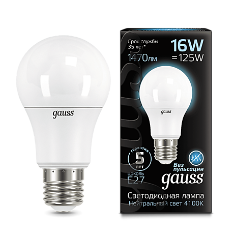 Лампа светодиодная LED-A60 16Вт E27 4100K 1470Лм Black GAUSS
