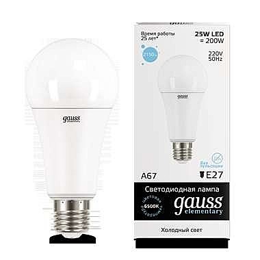 Лампа светодиодная LED-A67 25Вт E27 6500K 2150Лм Elementary GAUSS