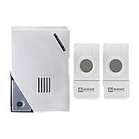 Звонок беспроводной ЗБН-5 32мелодии 120м с двумя кнопками IP44 бело-серый IN Home