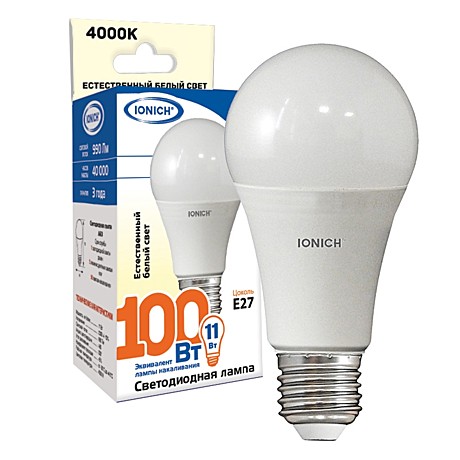 Лампа светодиодная LED-A60 11Вт E27 4000K  IONICH