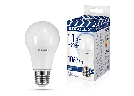 Ergolux LED-A60-11W-E27-4K Эл.Лампа светодиодная 11вт Е27 4500К 220В