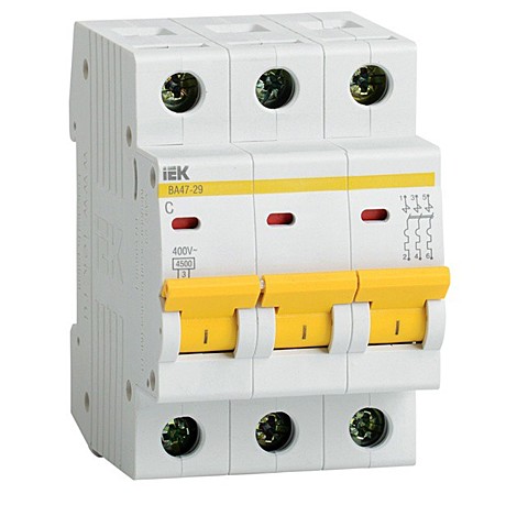 Автоматический выключатель IEK ВА47-29 3P 16А 4,5кА характеристика С