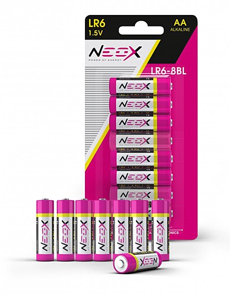 Батарейки АА алкалиновые LR6-8BL, блистер, 8 штук в упаковке NEOX