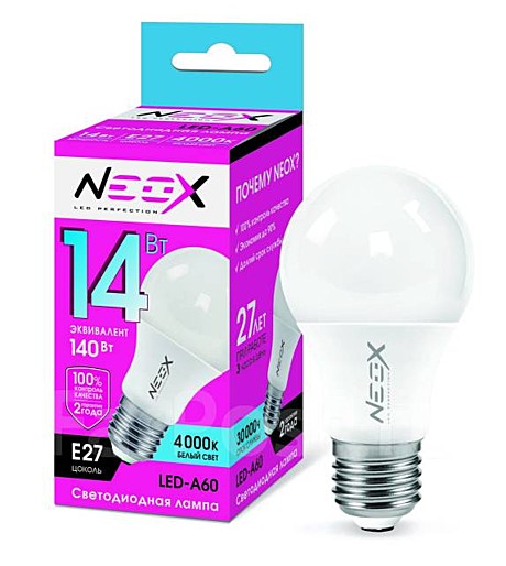 Лампа светодиодная LED-A60 14Вт 230В Е27 4000К 1120Лм NEOX