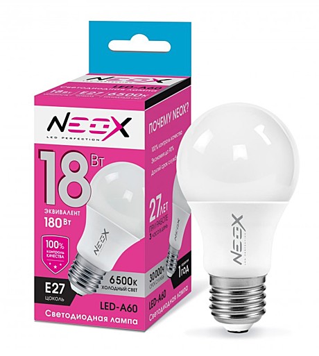 Лампа светодиодная LED-A60 18Вт 230В Е27 6500К 1440Лм NEOX