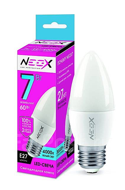 Лампа светодиодная LED-СВЕЧА 7Вт 230В Е27 4000К 560Лм NEOX