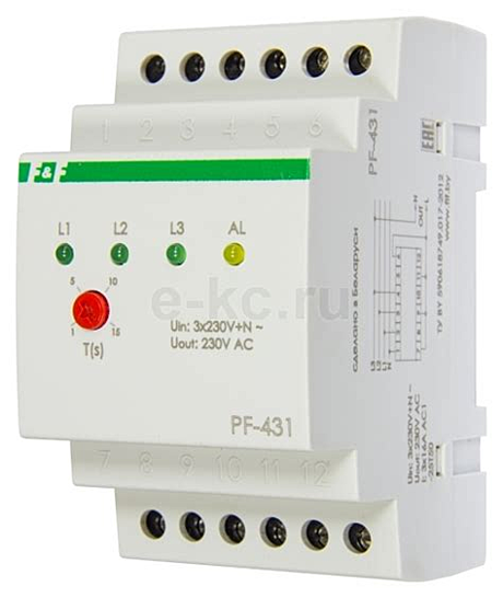 Автоматический переключатель фаз PF-431 с приоритетной фазой, DIN (3*400/230В+N, 3*16A, IP20)