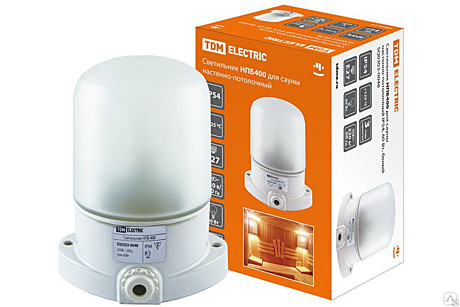 Светильник НПБ400-1 наклонный для сауны белый,IP54,60 Вт ТДМ 