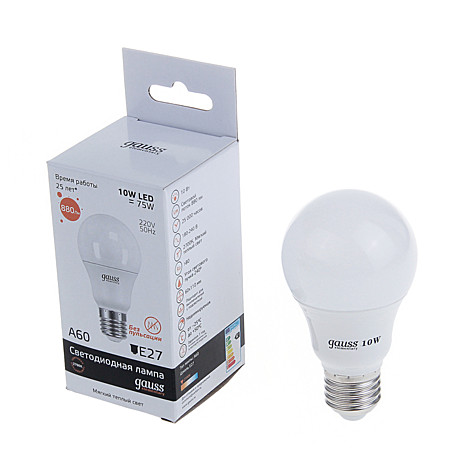 Лампа светодиодная LED-A60 10Вт E27 3000K 880Лм Elementary GAUSS							