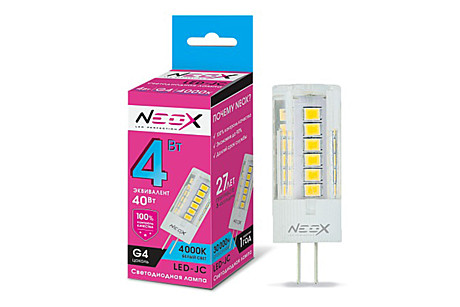 Лампа светодиодная LED-JC 4Вт 12В G4 4000К 320Лм Neox