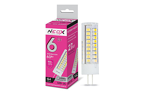 Лампа светодиодная LED-JC 6Вт 12В G4 6500К 480Лм Neox