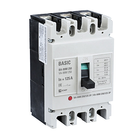 Автоматический выключатель EKF Basic ВА-99М 250/125А 3P 25кА																									