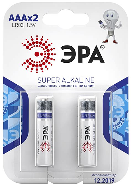 Батарейки ЭРА LR03-2BL SUPER Alkaline (2шт)							