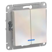 2-клавишный ВЫКЛЮЧАТЕЛЬ с подсветкой, 10А, ЖЕМЧУГ, ATLAS, Schneider Electric