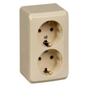 РОЗЕТКА двойная ЭТЮД Schneider Electric накладная с з/к крем