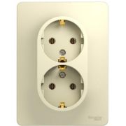 РОЗЕТКА двойная GLOSSA Schneider Electric с з/к бежевая