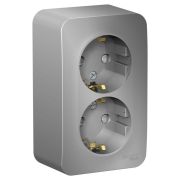 РОЗЕТКА 2-ая с з/к, изол.пл., 16А, алюминий, о/у, BLANCA, Schneider Electric