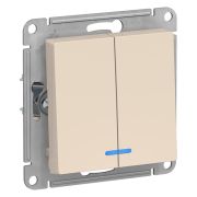 Выключатель двухклавишный AtlasDesign Schneider Electric бежевый с подсветкой