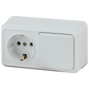 2-701-01 INTRO БЛОК РОЗЕТКА+ВЫКЛ. ГОРИЗ. 10(16)А-250В, IP20, ОУ, QUADRO, БЕЛЫЙ