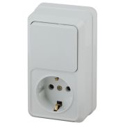2-705-01 INTRO БЛОК РОЗЕТКА+ВЫКЛ. ВЕРТ. 10(16)А-250В, IP20, ОУ, QUADRO, БЕЛЫЙ