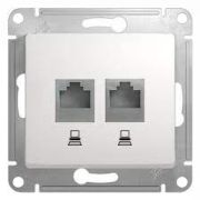РОЗЕТКА компьютерная двойная RJ45+RJ45 кат 5е,БЕЛЫЙ GLOSSA Schneider Electric