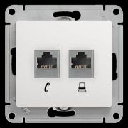 РОЗЕТКА двойная комп+тел RJ45+RJ11 кат 5е,БЕЛЫЙ GLOSSA Schneider Electric