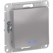 1-клавишный ВЫКЛЮЧАТЕЛЬ с подсветкой, 10А, АЛЮМИНИЙ, ATLAS, Schneider Electric