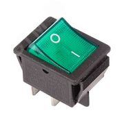 Выключатель клавишный овальный 12V 20A ON-OFF с зеленой подсвет. REXANT