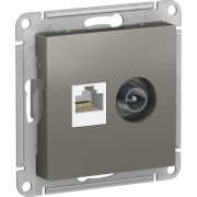 РОЗЕТКА двойная комп+ТВ RJ45+TV кат 5е,ATLAS Schneider Electric СТАЛЬ