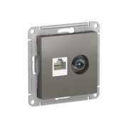 РОЗЕТКА двойная TV+компьютерная RJ45, ArtGallery System Electric, СТАЛЬ GAL000989