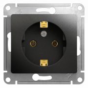 РОЗЕТКА одинарная GLOSSA Schneider Electric с з/к АНТРАЦИТ