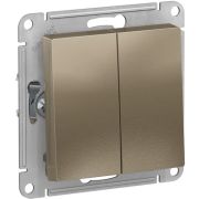 2-клавишный ВЫКЛЮЧАТЕЛЬ , 10А, ШАМПАНЬ, ATLAS, Schneider Electric