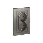 РОЗЕТКА с заземлением двойная ATLAS Schneider Electric СТАЛЬ