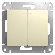 ВЫКЛЮЧАТЕЛЬ 2-клавишный БЕЖЕВЫЙ GLOSSA Schneider Electric с подсветкой
