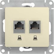 РОЗЕТКА компьютерная двойная RJ45+RJ45 кат 5е,БЕЖЕВЫЙ GLOSSA Schneider Electric