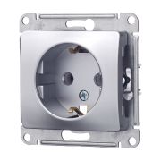 РОЗЕТКА одинарная GLOSSA Schneider Electric с з/к АЛЮМИНИЙ