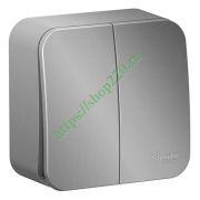 2-клавишный ВЫКЛЮЧАТЕЛЬ,изол.пл.,10А,Алюминий,о/у, BLANCA,Schneider Electric