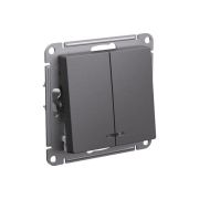 2-клавишный ВЫКЛЮЧАТЕЛЬ с подсветкой, 10А, БАЗАЛЬТ,ATLAS, Schneider Electric