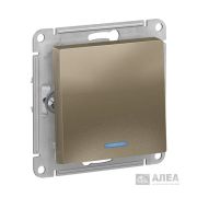 1-клавишный ВЫКЛЮЧАТЕЛЬ с подсветкой, 10А, ШАМПАНЬ,ATLAS, Schneider Electric