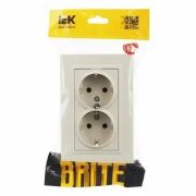 РОЗЕТКА двойная с з/к 16А BRITE IEK бежевая в сборе