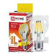 Лампа светодиодная LED-A60-deco 11Вт 230В Е27 3000К 990Лм прозрачная IN HOME